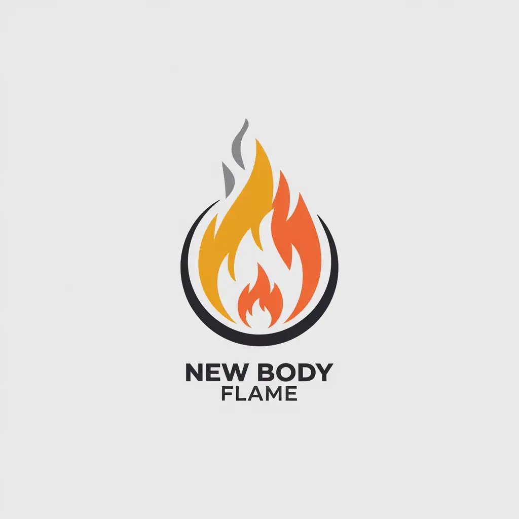 a vector logo design,with the text "new body flame", main symbol:Fire element, loop, new life, fashion trend, health,Minimalistic,be used in healthy living industry,clear background