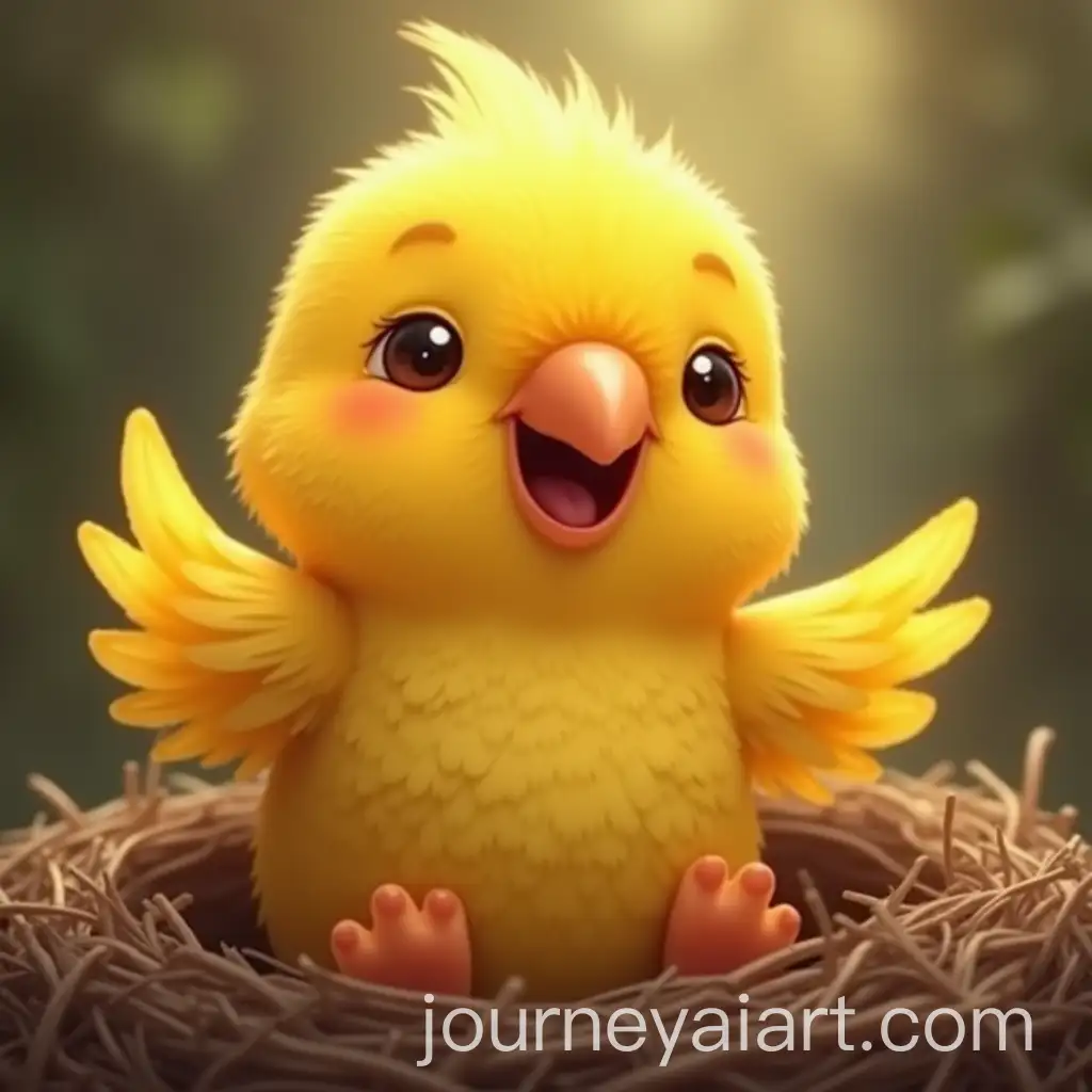 Cheerful-Yellow-Parrot-Laughing-in-Its-Nest-While-OtherAI-Image-Prompt-Expansion-Birds-Prepare-for-School