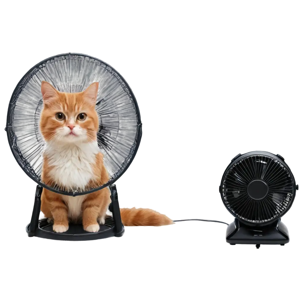 Fan-Connected-with-a-Cat-PNG-Image-HighQuality-Digital-Artwork-for-Versatile-Use