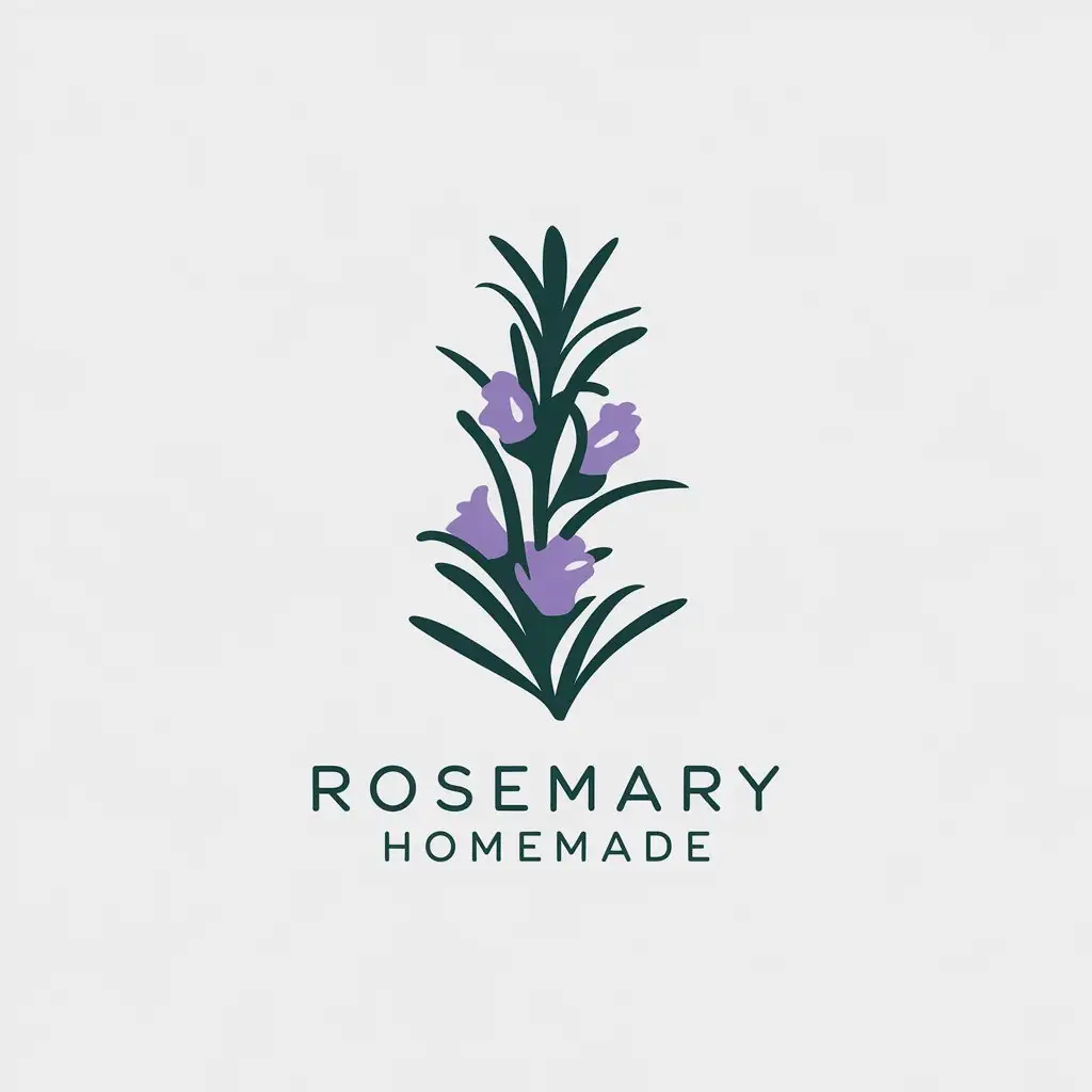 LOGO-Design-for-Rosemary-Homemade-Dark-Green-Rosemary-Sprig-with-Purple-Flowers