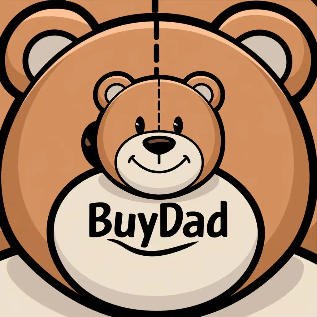 LOGO Design for BuyDad Smiling Plush Teddy Bear Head with Clear Background