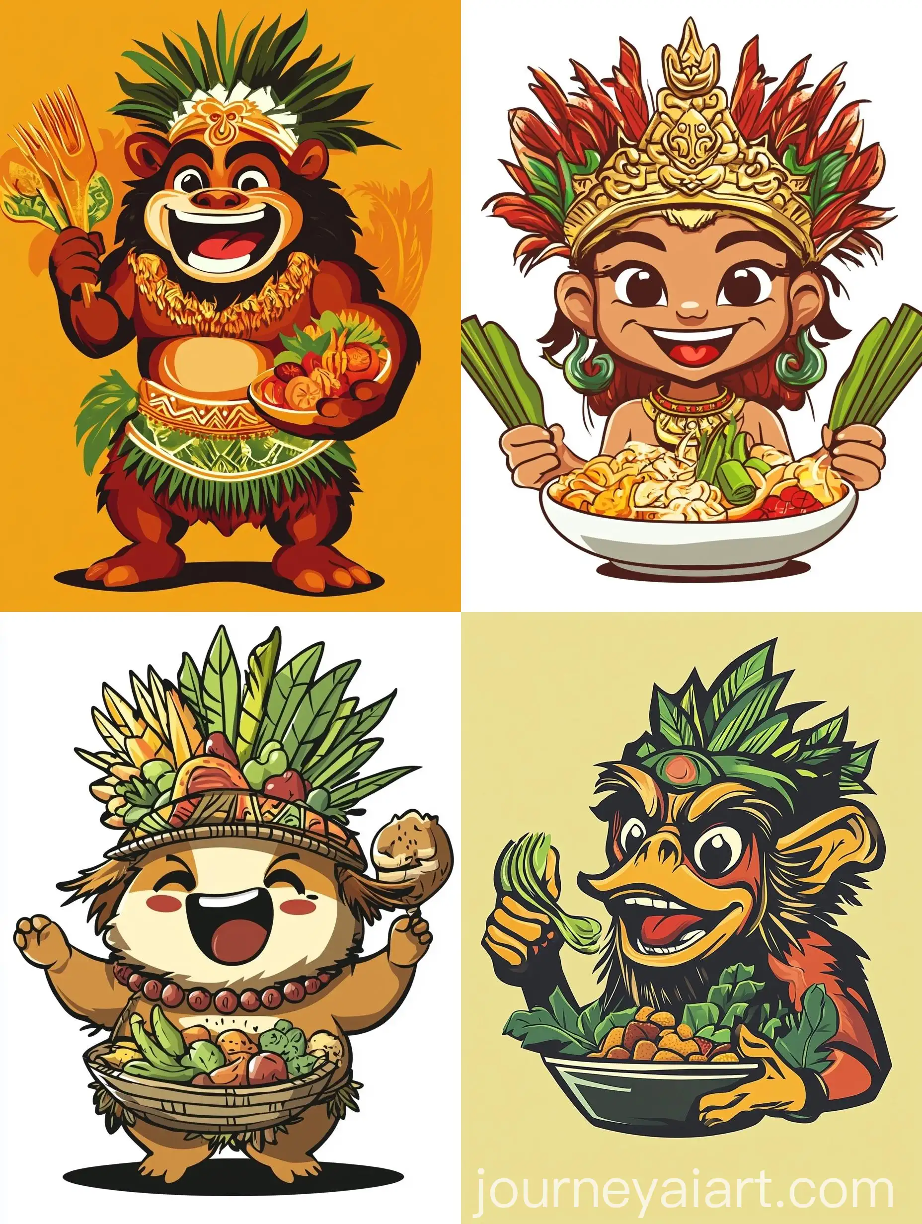 Indonesian-Food-Logo-Rengginang-Si-Kabayan-Mascot-from-Sunda-Tribe