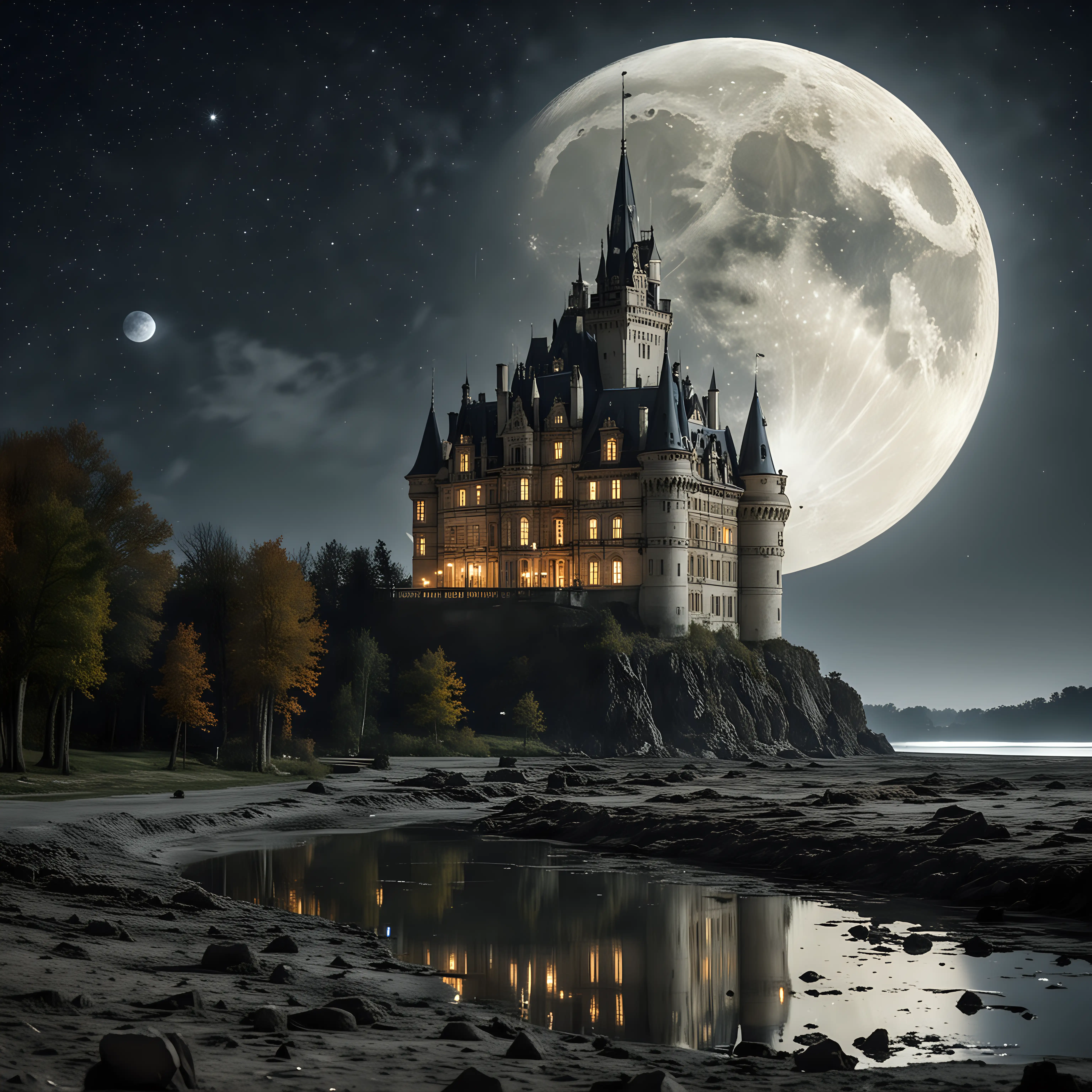 Moon Castle in the Starry Night Sky