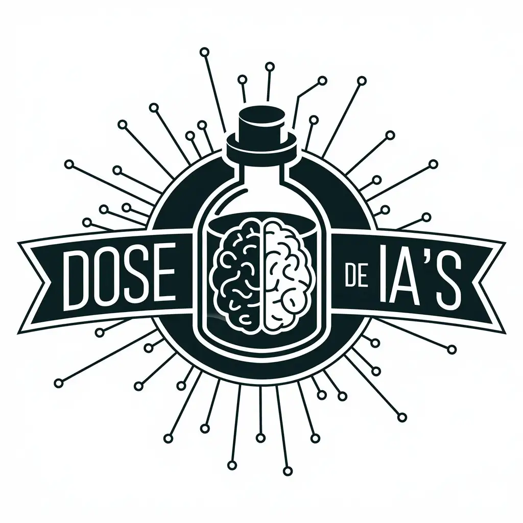 LOGO Design for Dose de IAs Elixir with Brain Inside and Circuit Background for Technology Industry