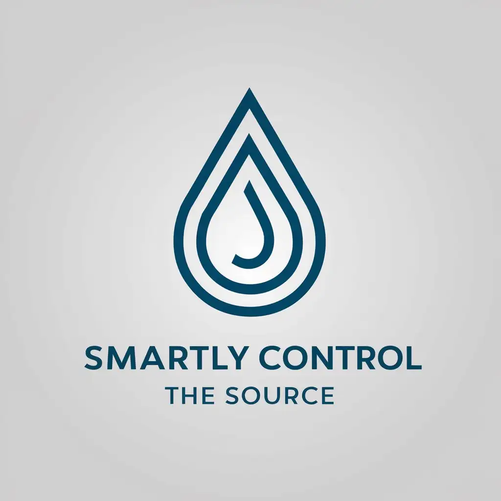 a vector logo design,with the text "smartly control the source", main symbol:water droplet,Minimalistic,be used in industry industry,clear background