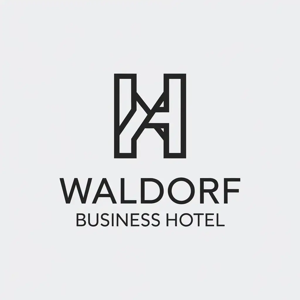 a vector logo design,with the text "Waldorf Business Hotel", main symbol:H,Minimalistic,be used in Travel industry,clear background