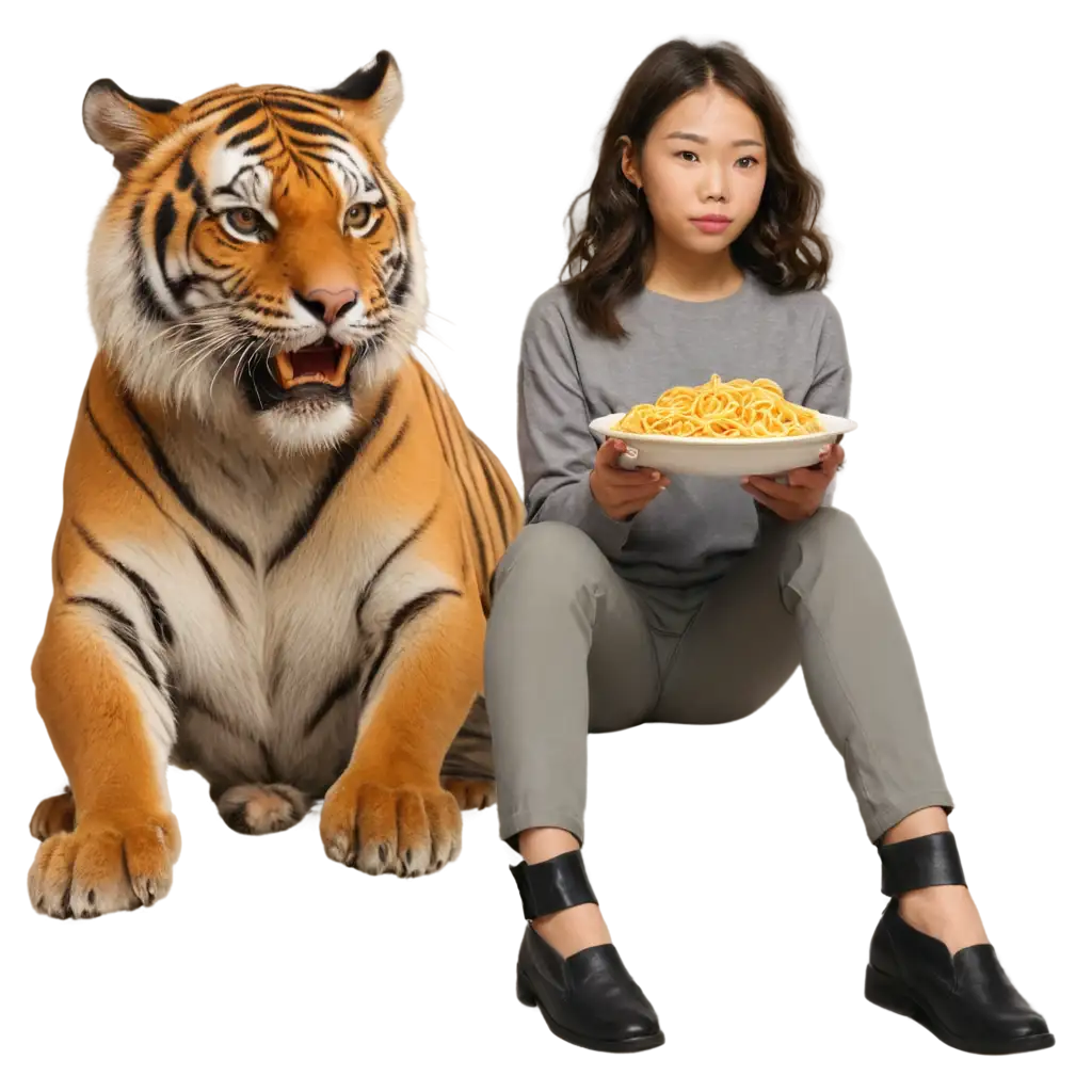 Create-a-HighQuality-PNG-Image-Tiger-Sitting-with-a-Human-Eating-Spaghetti