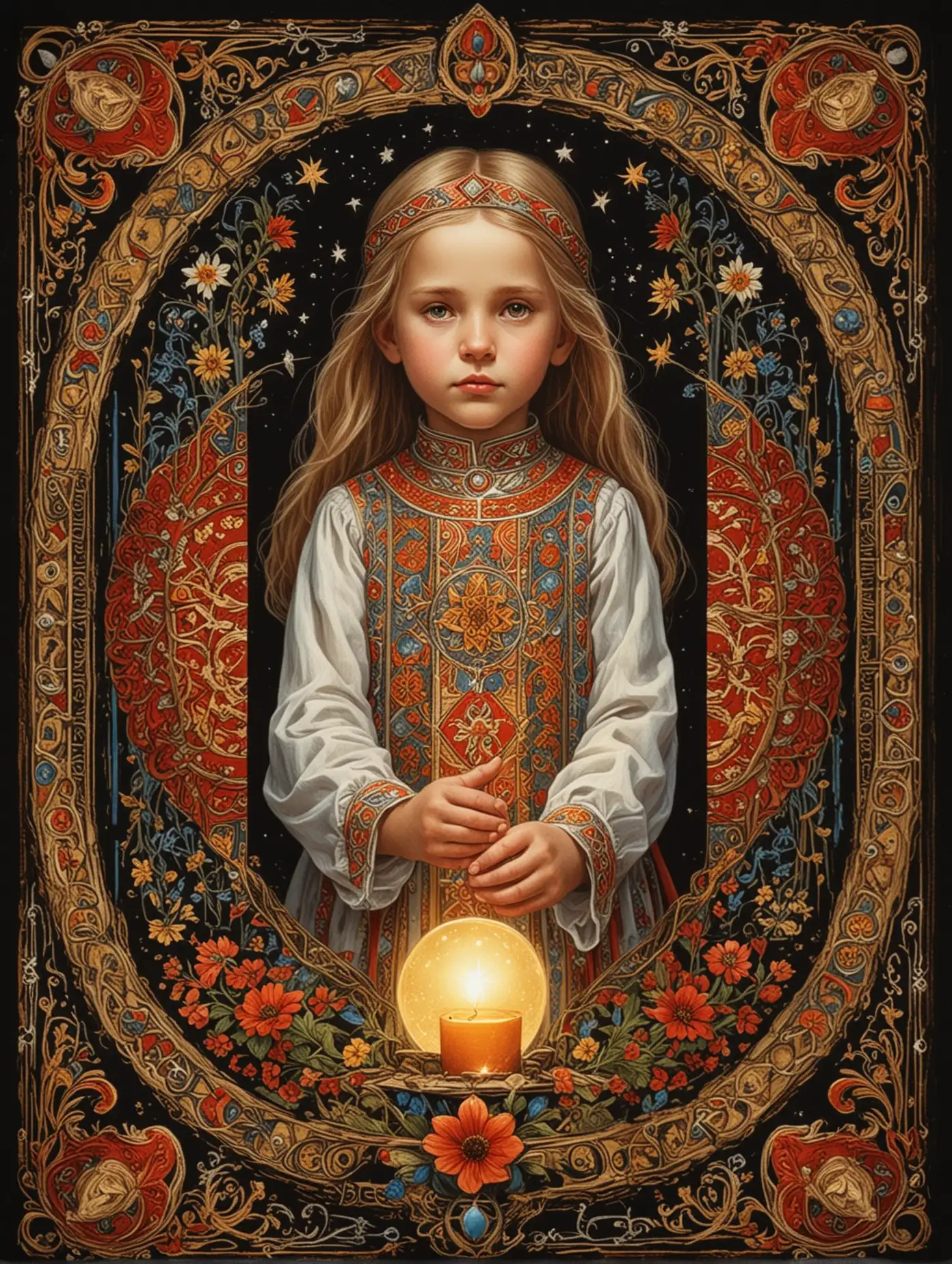 Slavic-Style-Tarot-Card-with-Ornamental-Symmetry-and-Child-Illuminated-Chest