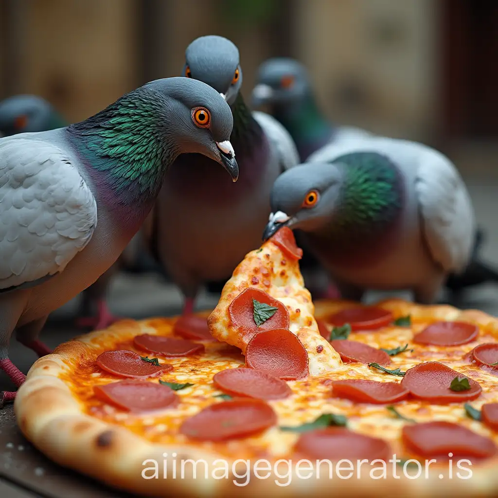 Pigeons-EnjoyAI-Art-Prompt-Expansioning-a-Pile-of-Pizza-on-a-City-Sidewalk