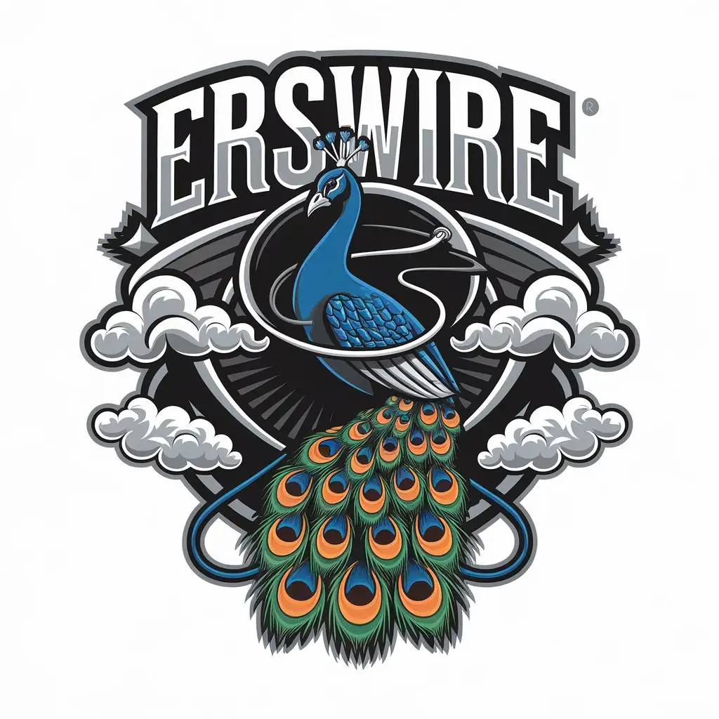 LOGO Design for Erswire Peacock Vape Wire Clouds on a Clear Background