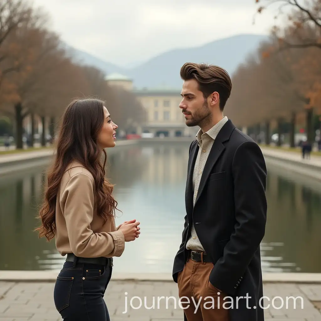 Young-Couple-Conversing-in-a-Beautiful-Park-with-Scenic-Views