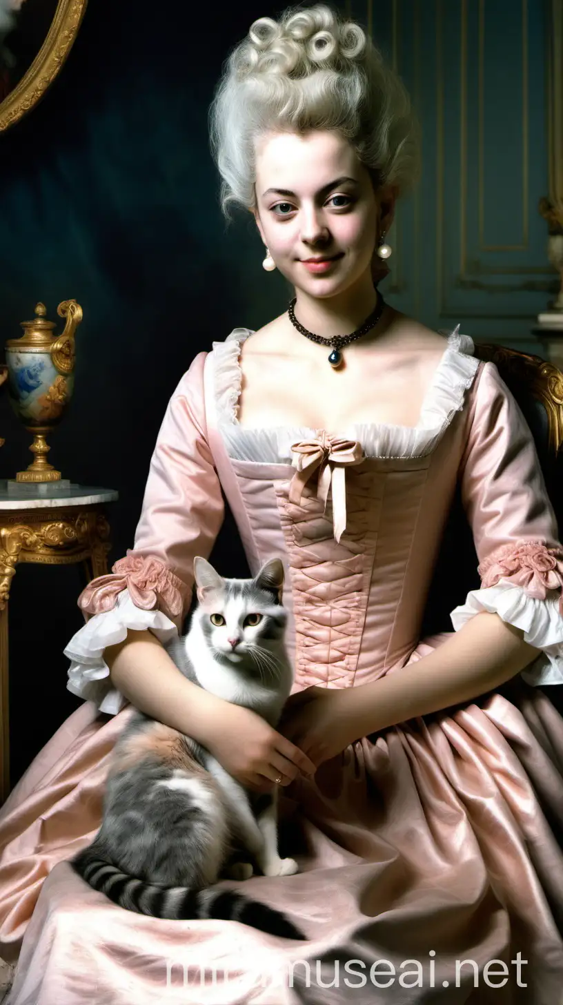 Young Marie Antoinette Petting a Cat