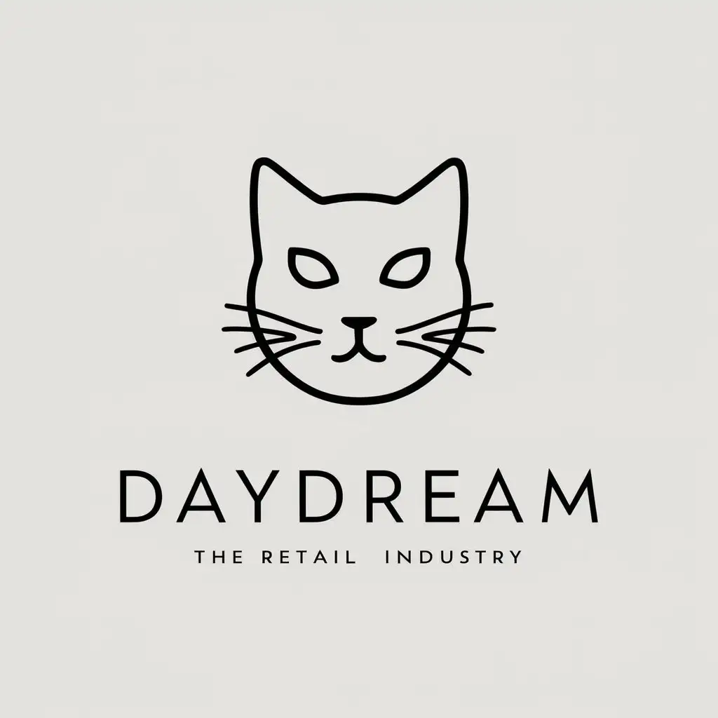 a vector logo design,with the text "daydream", main symbol:cat,Minimalistic,be used in Retail industry,clear background