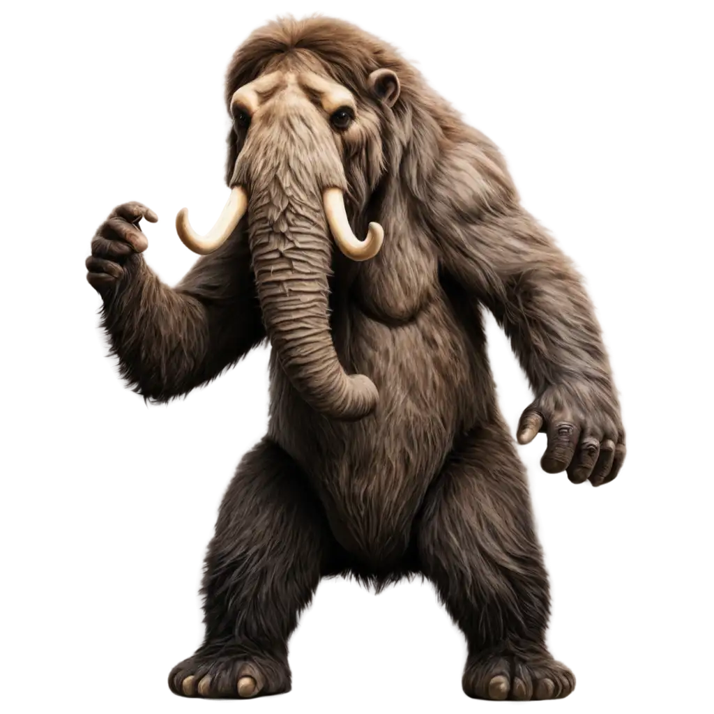 Mammoth-in-Attack-Position-with-Dark-Fur-PNG-HighQuality-Image-for-Multiple-Uses