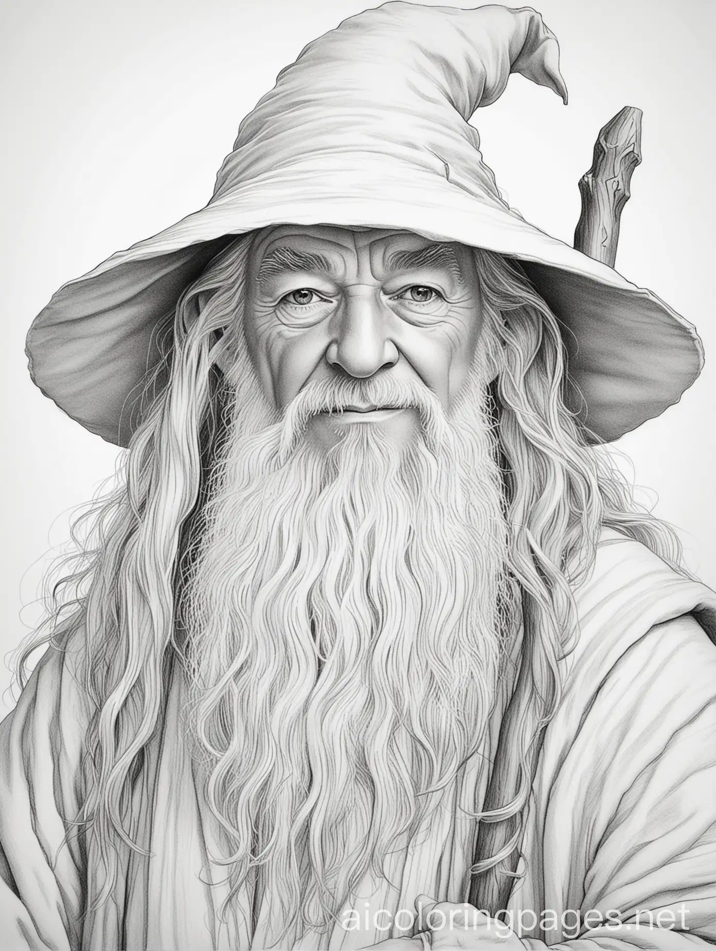 Gandalf-Coloring-Page-for-Kids-with-Simple-Line-Art