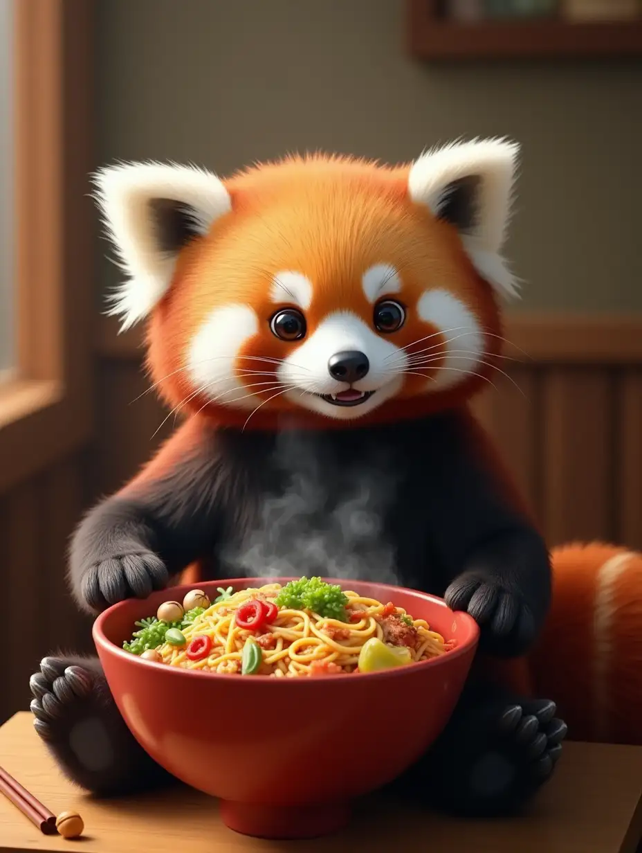 Red-Panda-Enjoying-a-Bowl-of-Noodles-in-Cozy-Setting