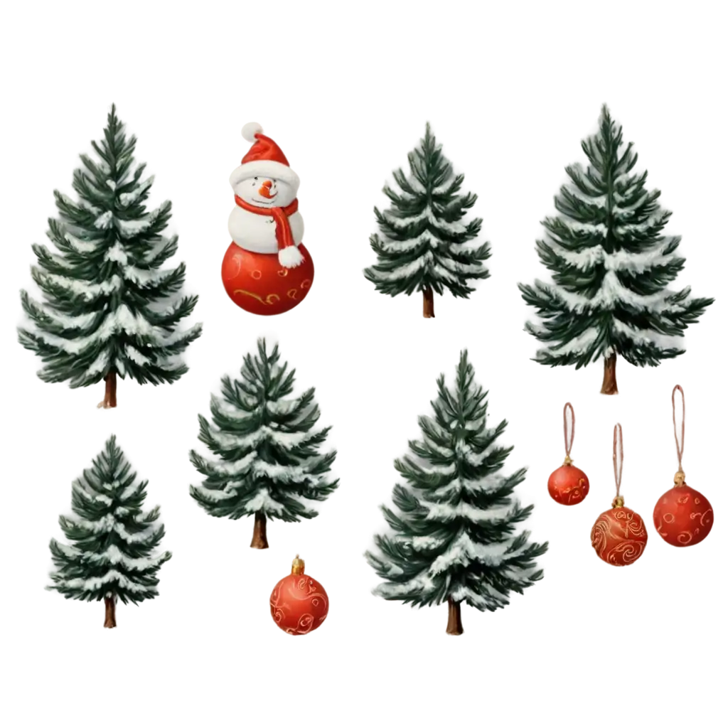 SnowCovered-Fir-Trees-with-Ornaments-HighQuality-PNG-Image-for-Holiday-Designs