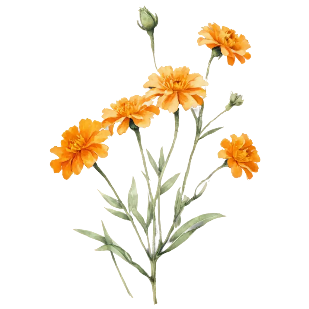 Beautiful-Watercolor-Painted-Marigold-PNG-for-Vibrant-Digital-Art