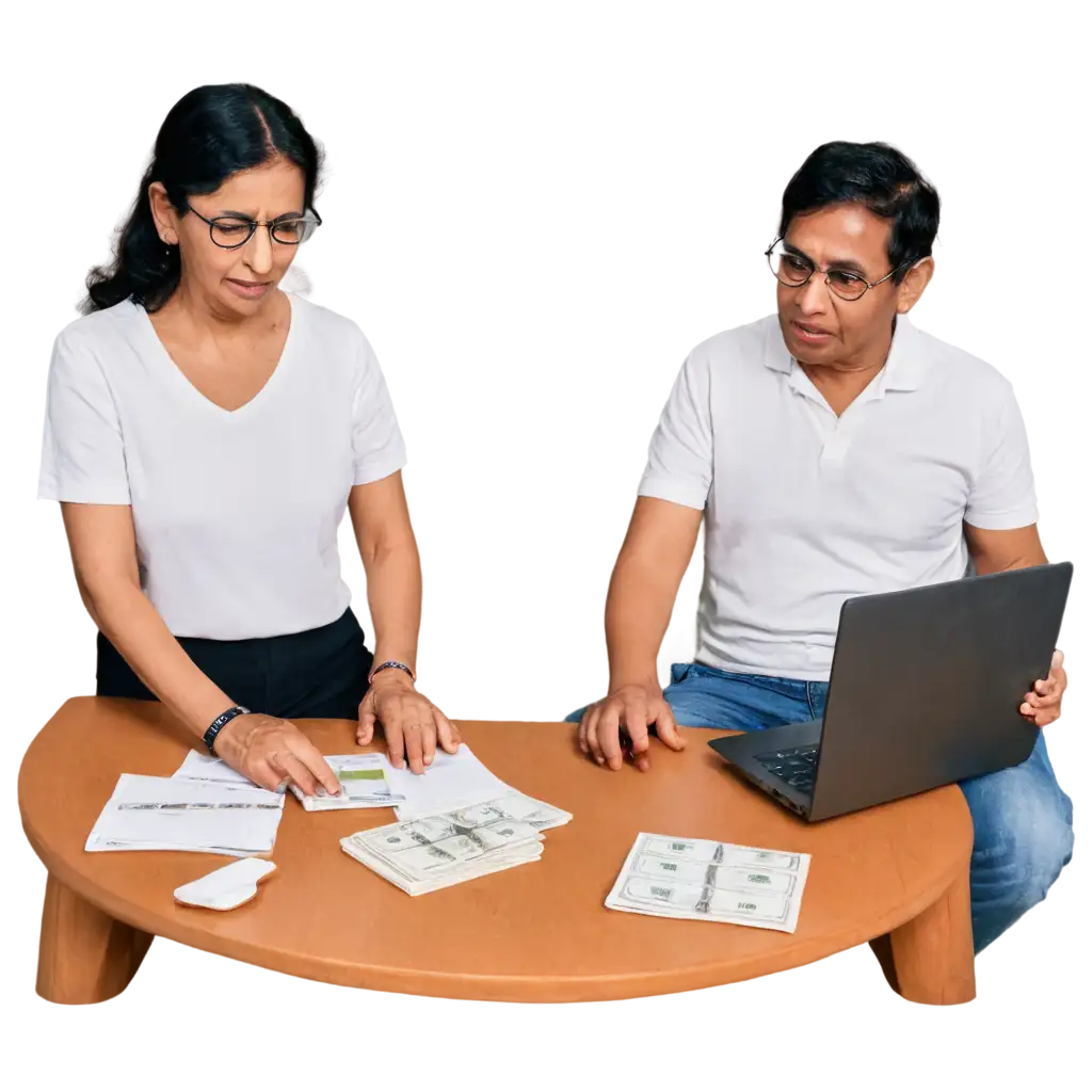 Indian-Asian-Retired-Couple-Accounting-at-Home-PNG-Image-for-Financial-Management