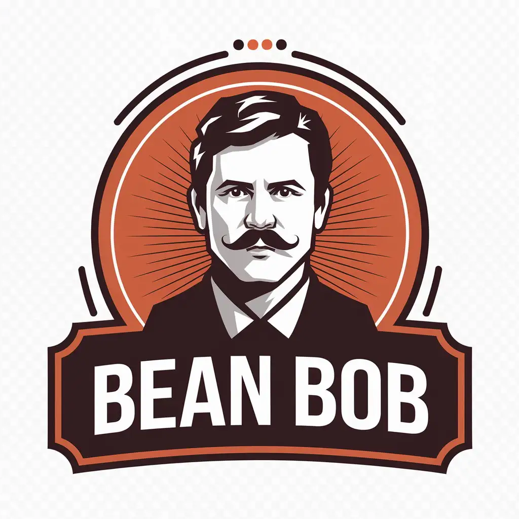 LOGO Design for Bean Bob Mustache Man Symbol for Restaurant Industry with Clear Background