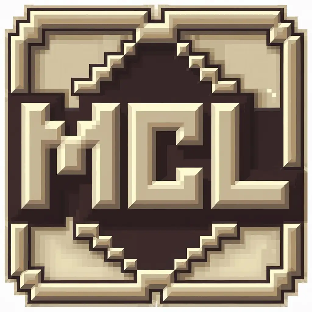 a vector logo design,with the text "MCL", main symbol:Using pixel style of three letters MCL, size 7x7,Moderate,be used in Minecraft industry,clear background