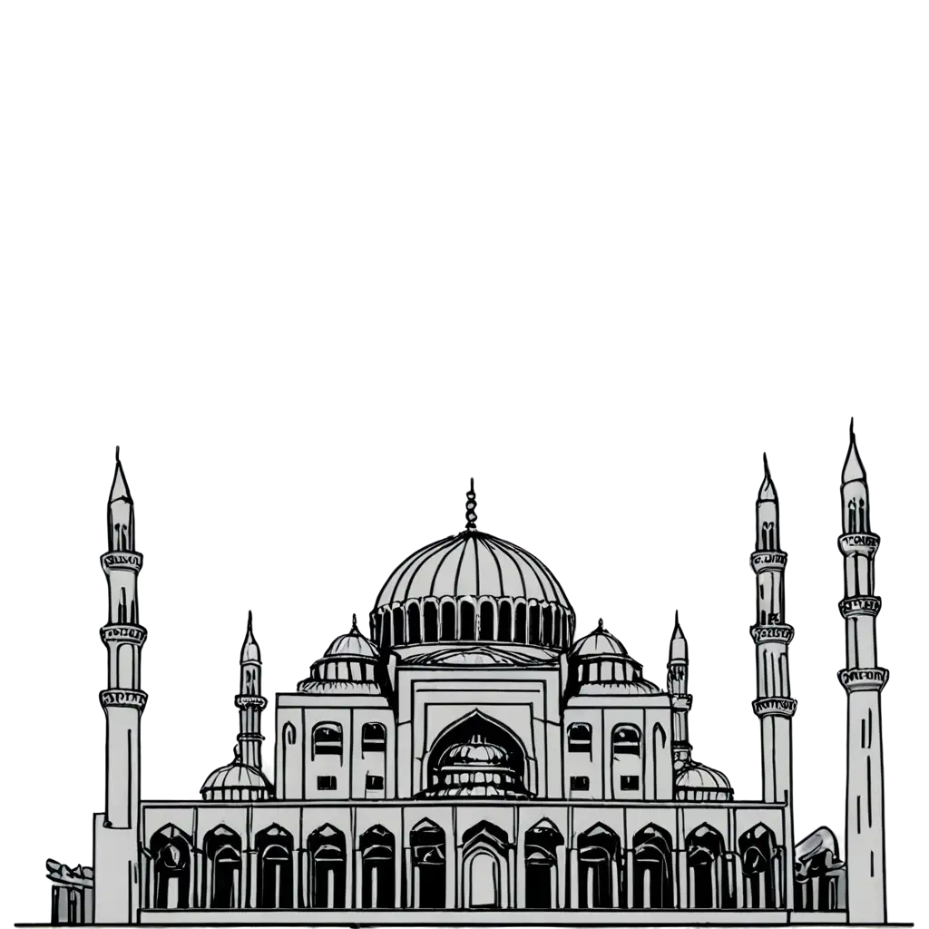 Vintage-Doodle-Line-Art-Mosque-PNG-Image-Timeless-Elegance-in-Digital-Format