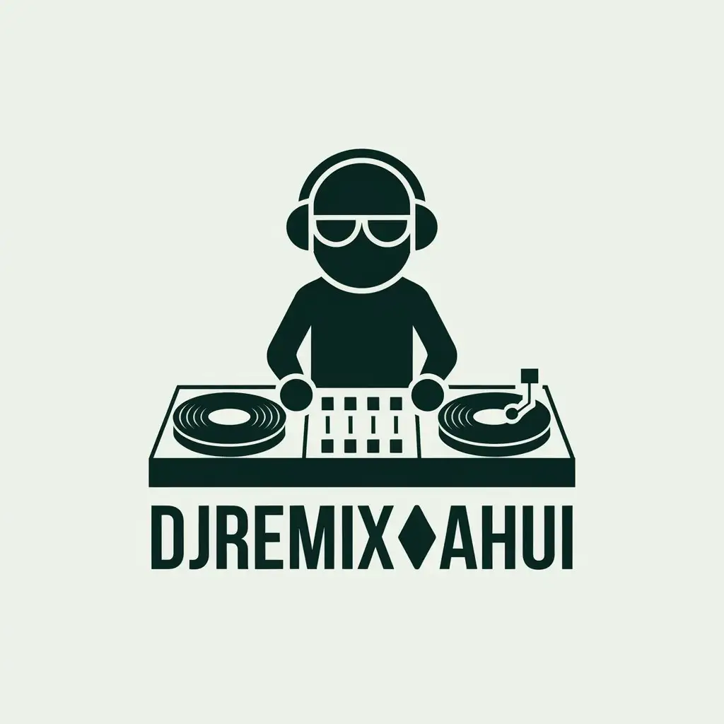 a vector logo design,with the text "DJRemix丶Ahui", main symbol:DJ,Remix丶阿辉,complex,be used in Entertainment industry,clear background