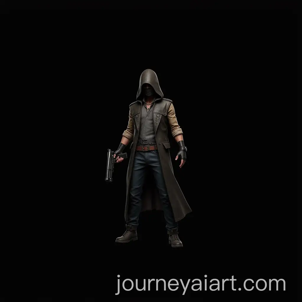 Mysterious-PUBG-Character-Holding-Gun-Against-Black-Background