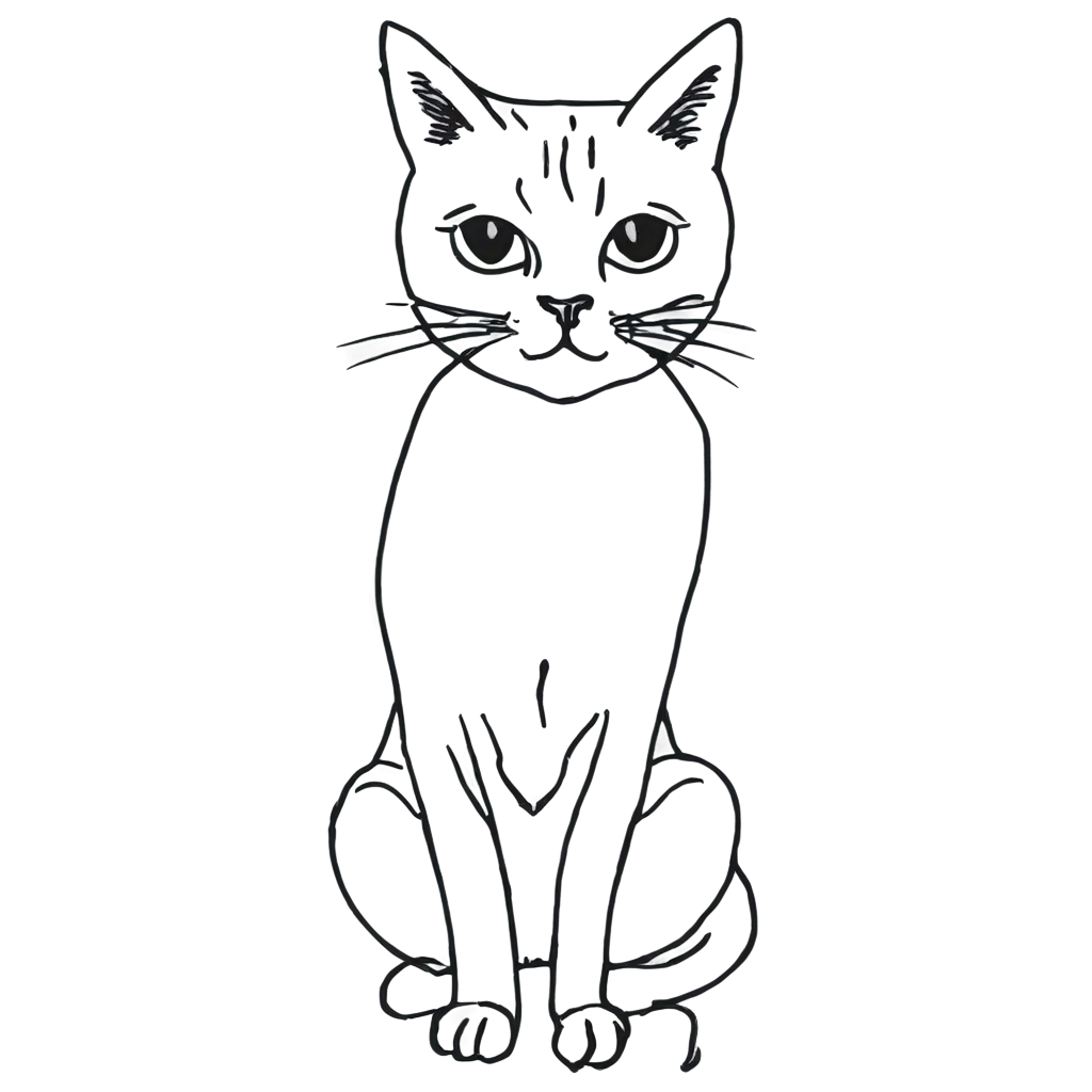 Cat-Mono-Line-PNG-Image-for-Clean-and-Elegant-Visuals