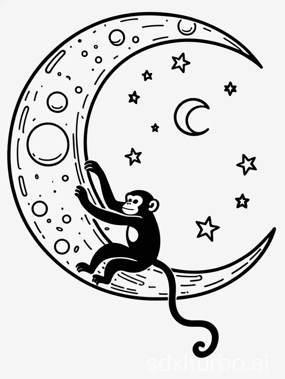 Monkey-Climbing-on-Moon-Stick-Figure-Artwork