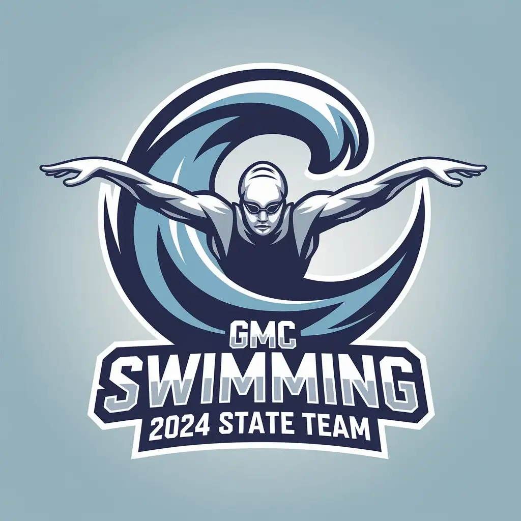 LOGO Design For Greer Middle College Swim Team Athletic Grey Tee with GMC and Swimming 2024 State Team Theme