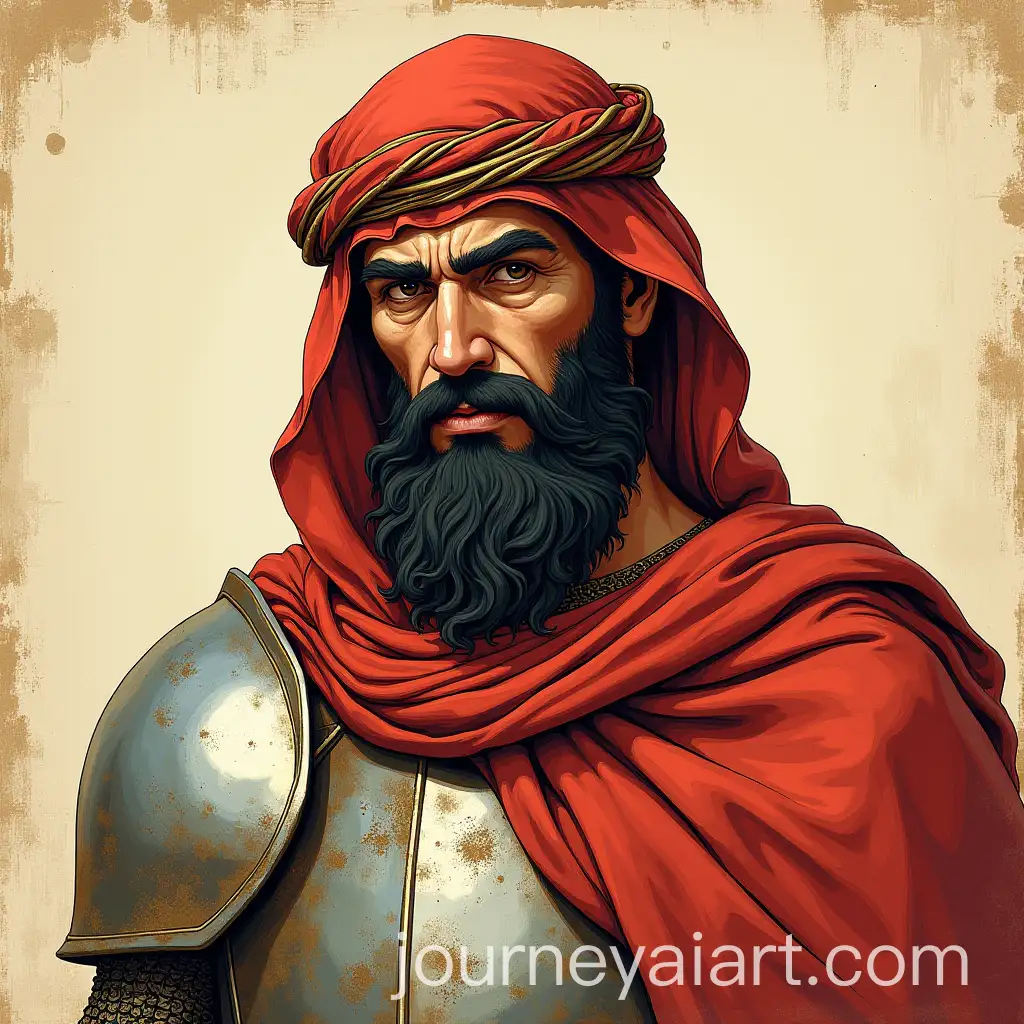 Arab-Sultan-in-Crusades-Armor-Greek-Painting-Style-Art