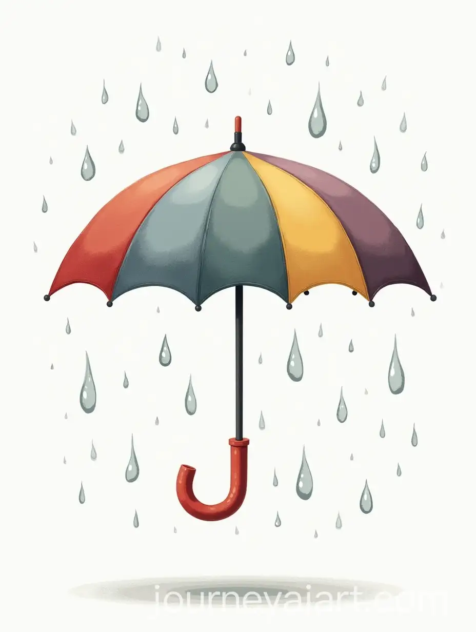 Coloring-Book-Image-of-an-Umbrella-with-Raindrops-Falling