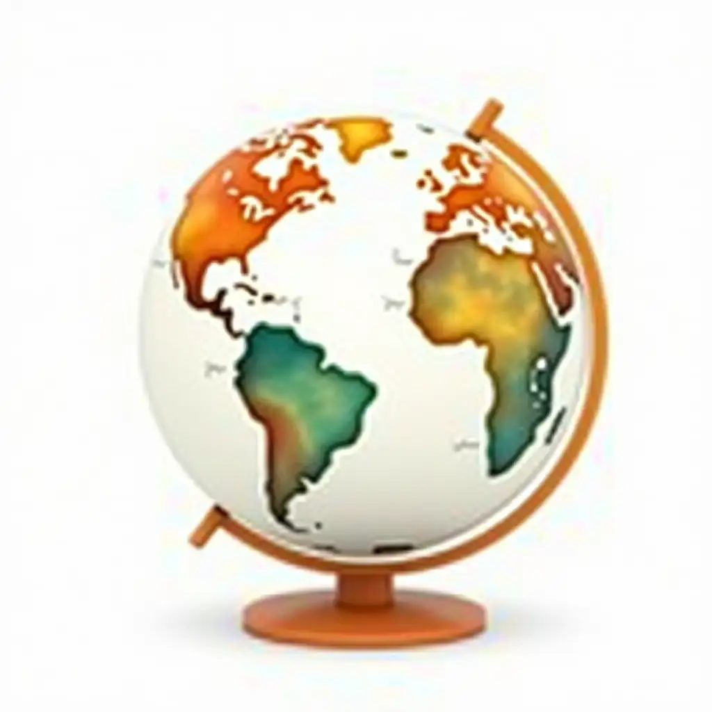 school globe, autumn leaves White background. Bright colors. Watercolor 3D