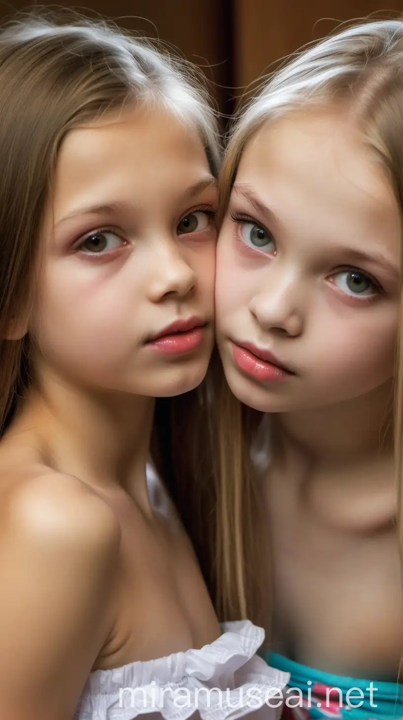 CloseUp Portrait of Two Russian Girls with Juicy Lips and Romantic Style