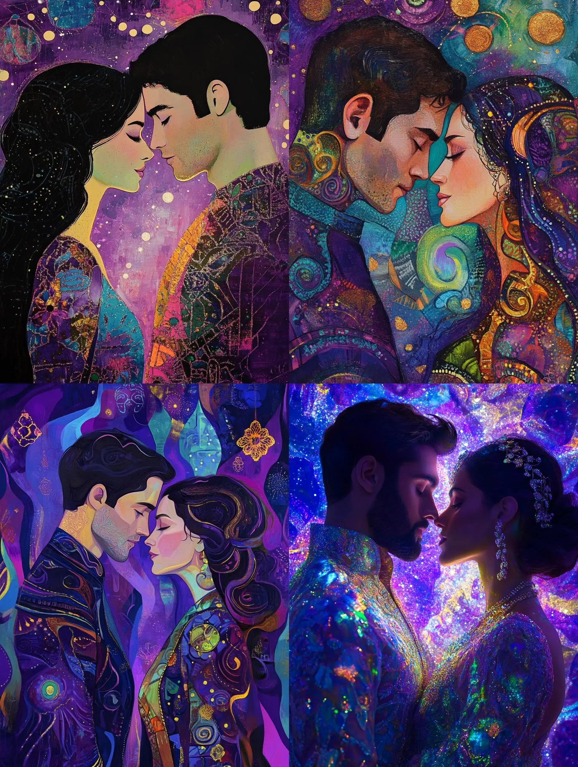 Elegant-Couple-Gazing-Amidst-Radiant-Purple-Aura