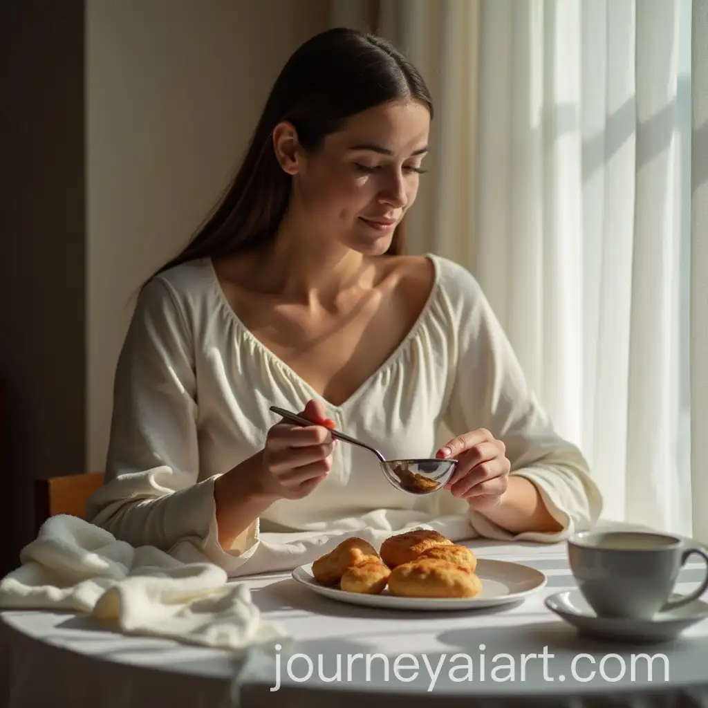AI-Image-Prompt-ExpansionWoman-Enjoying-a-Simple-Breakfast-Before-Heading-to-Work