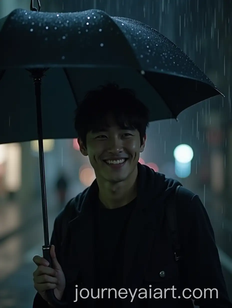 Lee-DongWook-Smiling-with-Black-Umbrella-on-a-Rainy-Night