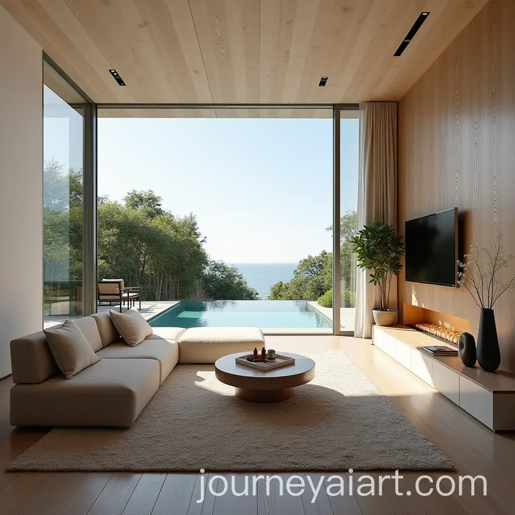 Modern-Living-Room-Interior-Design-with-Open-Kitchen-and-Pool-View