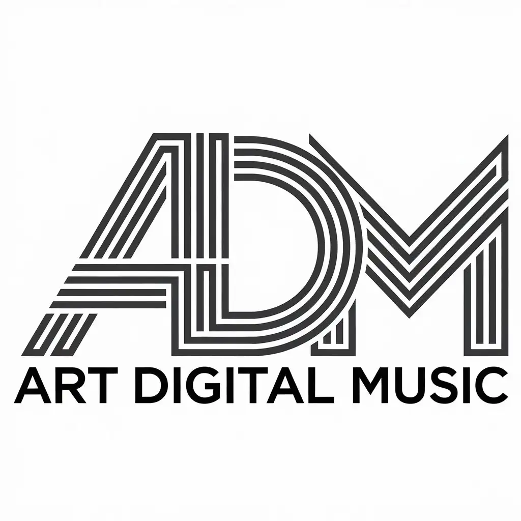 LOGO Design for Art Digital Music Modern Minimalist with ADM Symbol and Clear Background