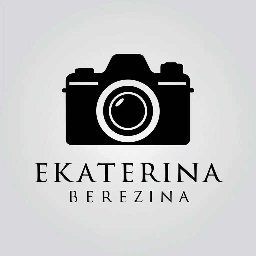 a vector logo design,with the text "Ekaterina Berezina", main symbol:camera, lens,Minimalistic,be used in Beauty Spa industry,clear background