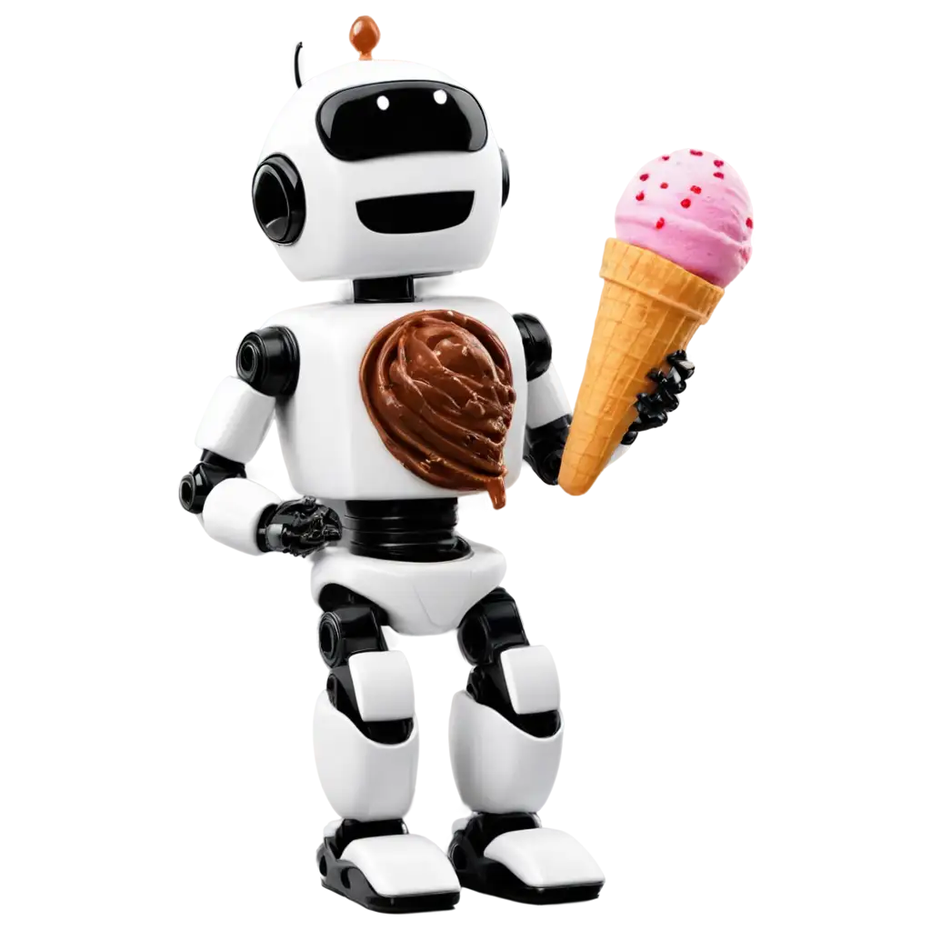 Robot-Eating-Ice-Cream-PNG-HighQuality-and-Fun-Image-for-Diverse-Applications