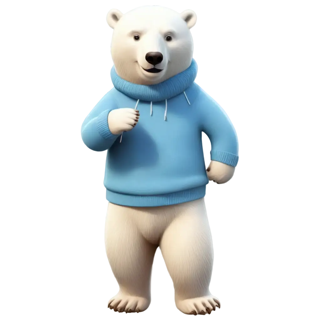 Cartoon-Polar-Bear-Wearing-Blue-Longsleeve-Sweater-PNG-Image