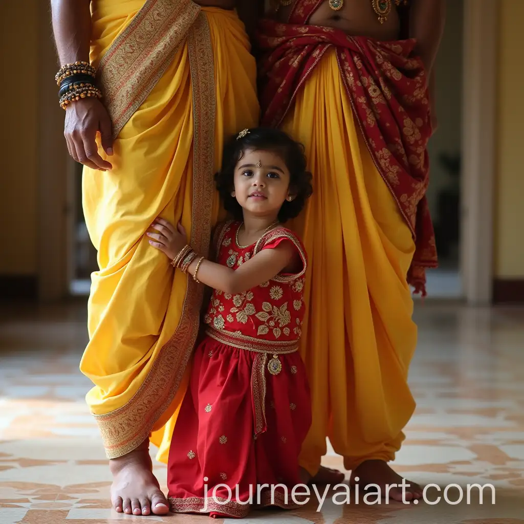 Turkish-Baby-Girl-in-Indian-Palace-Hugging-Fathers-Legs-in-Traditional-Attire