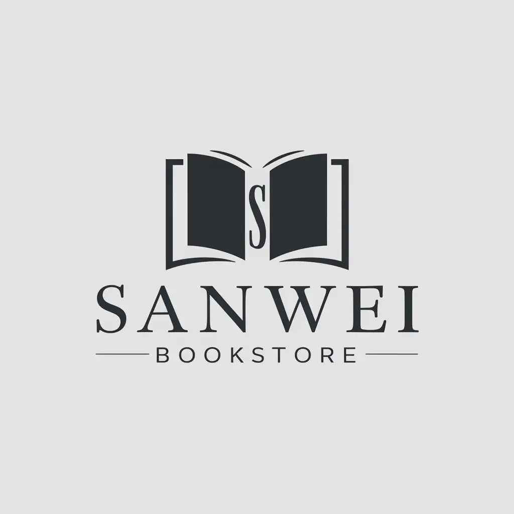 a logo design,with the text "Sanwei Bookstore", main symbol:book,complex,be used in education industry,clear background