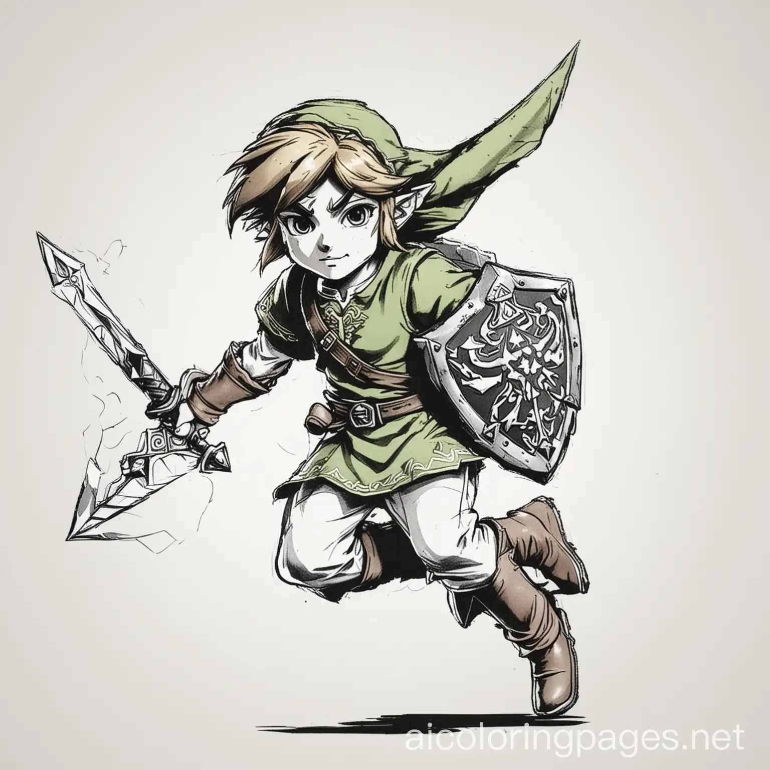 Link-Running-with-Master-Sword-Coloring-Page