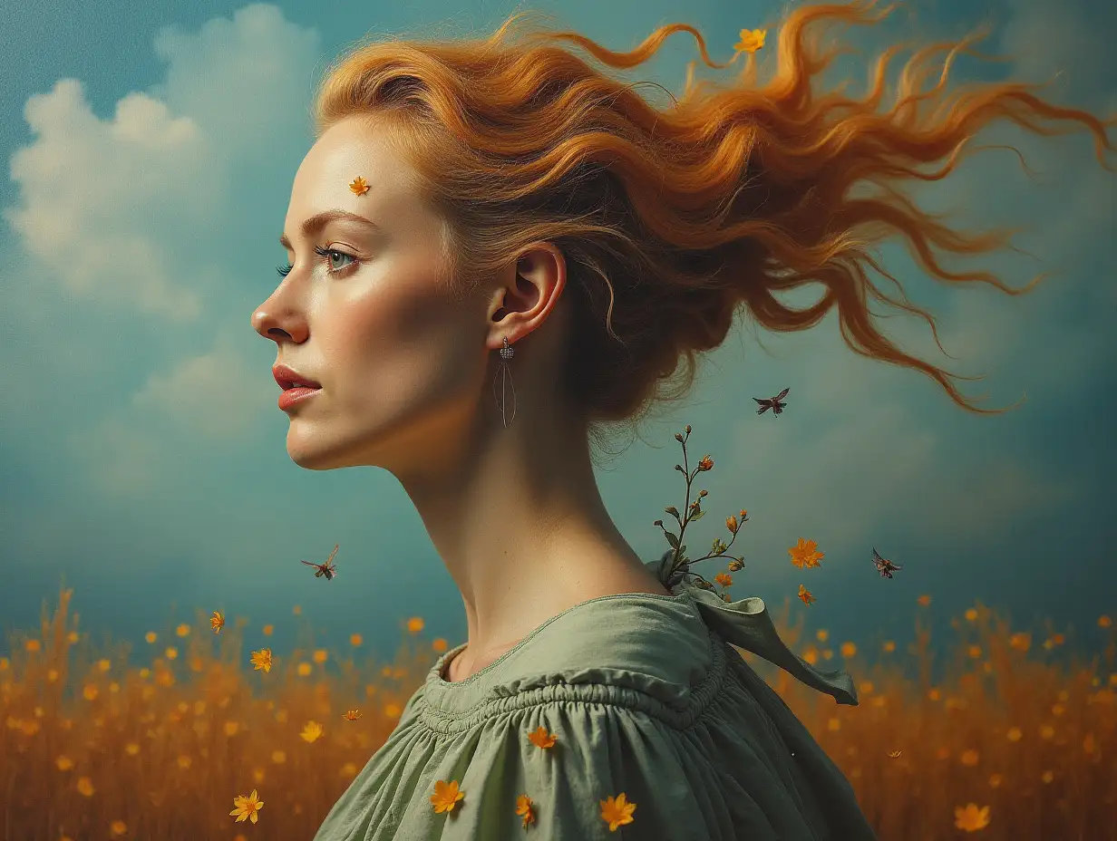 Surreal-Woman-Emerging-from-Painting-in-Dreamlike-Scene