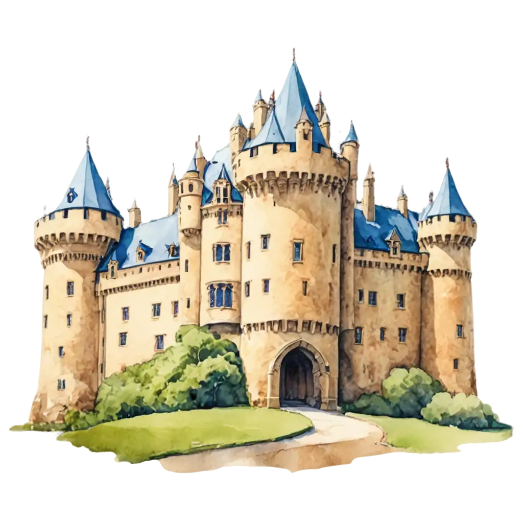 Watercolour-Painted-Style-Castle-PNG-Stunning-Artwork-for-Digital-and-Print-Media