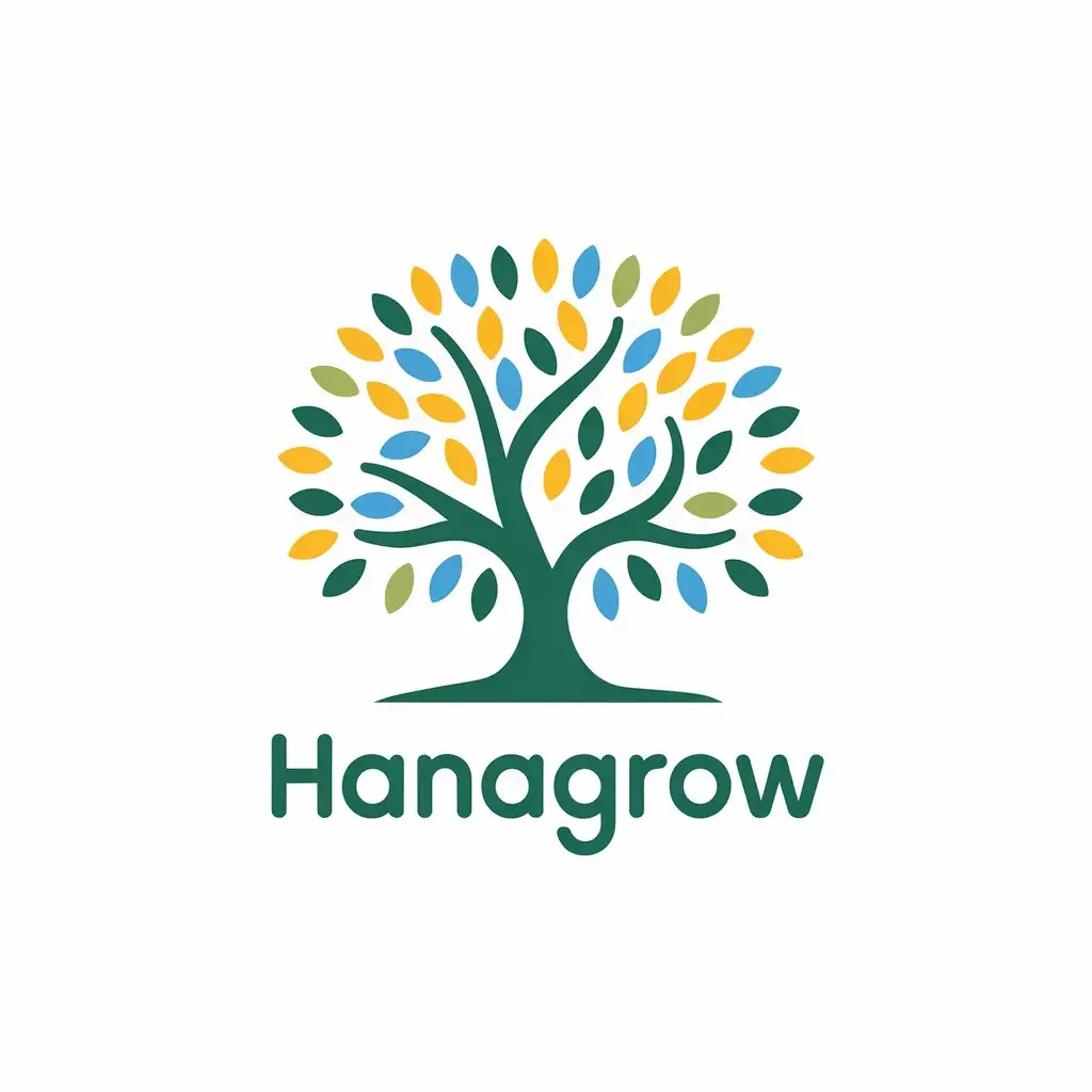 LOGO Design for Hanagrow Modern Growth Symbol with NatureInspired Colors for Education