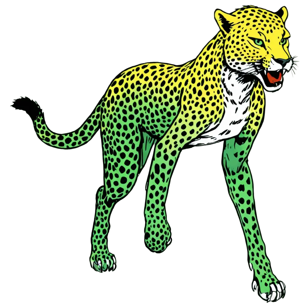 Vicious-Green-and-Yellow-Cheetah-Full-Body-PNG-in-Comic-Book-Style-for-Stunning-Visuals